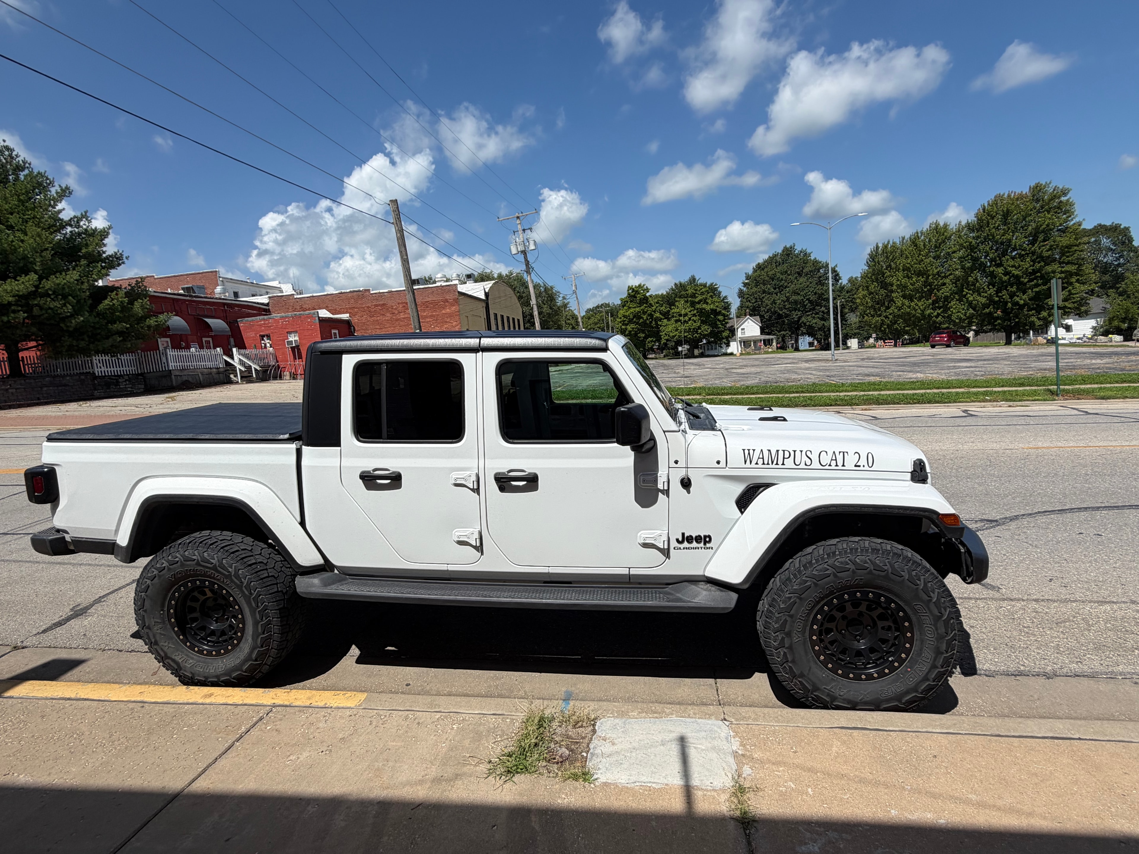 White Jeep Wampus Cat pickup truck graphics